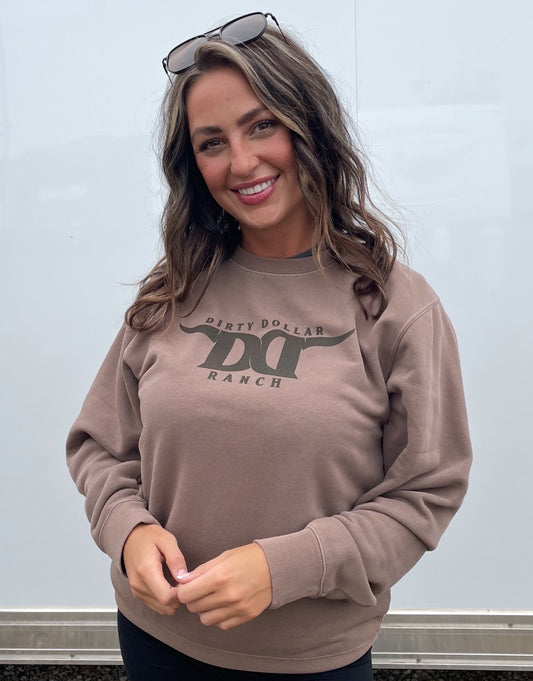 CN2501PC - Pigment Clay "Dirty Dollar Ranch Logo" Crewneck Sweatshirt