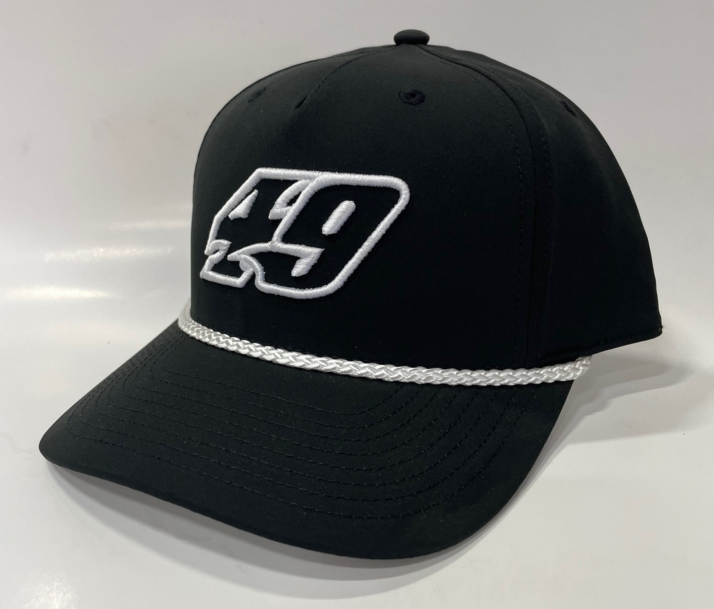 H2511BW - Black / White Rope #49 Snap Back Hat