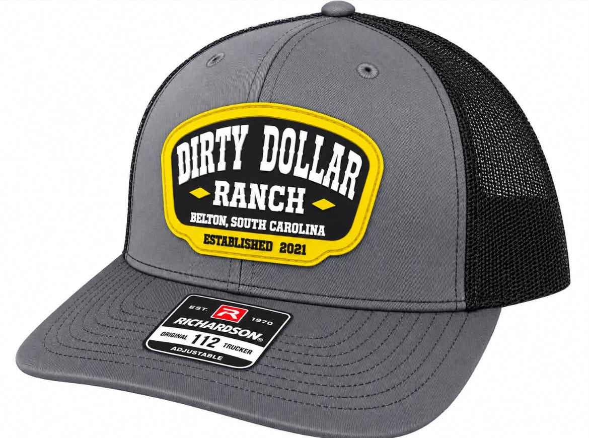 H2615CGB - Charcoal Gray / Black Mesh Dirty Dollar Ranch Rubber Patch Snap Back Hat
