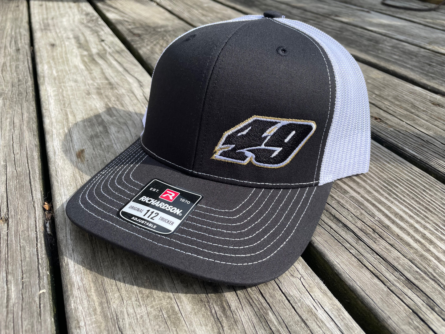 H2528BW - Black / White Mesh #49 World 100 Adjustable Hat