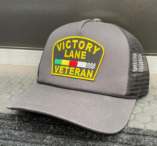 H2407GB - Gray / Black Mesh Victory Lane Veteran Snap Back Hat