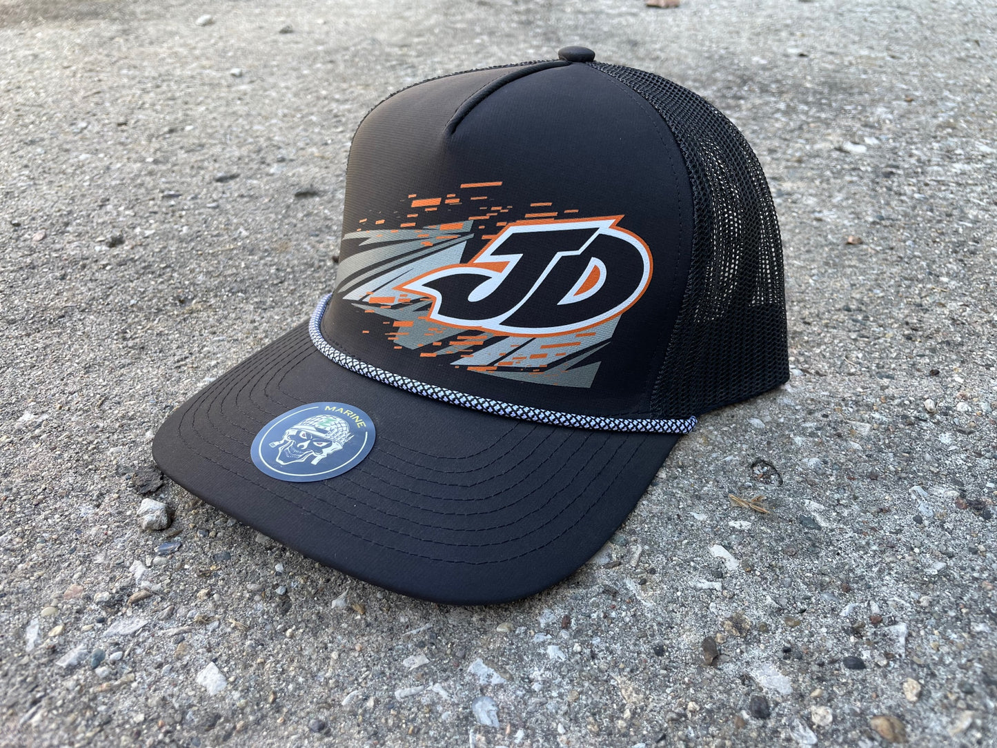 H2533B - Black / Black Mesh JD Marine Adjustable Rope Hat