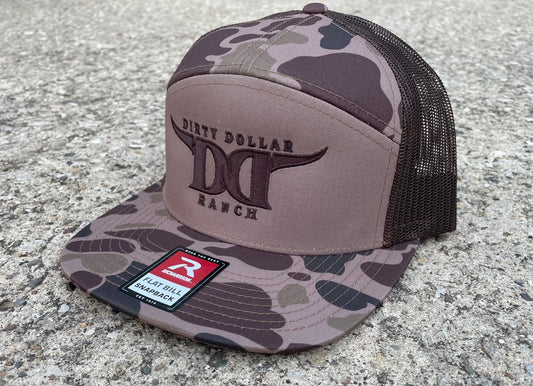 H2535BRC - Brown Camo Dirty Dollar Ranch Richardson 168 Flat Bill Adjustable Hat
