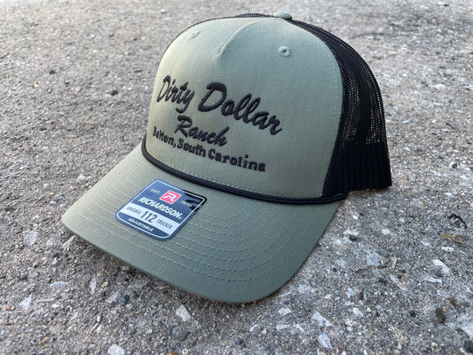 H2536LB - Loden / Black Mesh Dirty Dollar Ranch Richardson 112 Adjustable Rope Hat