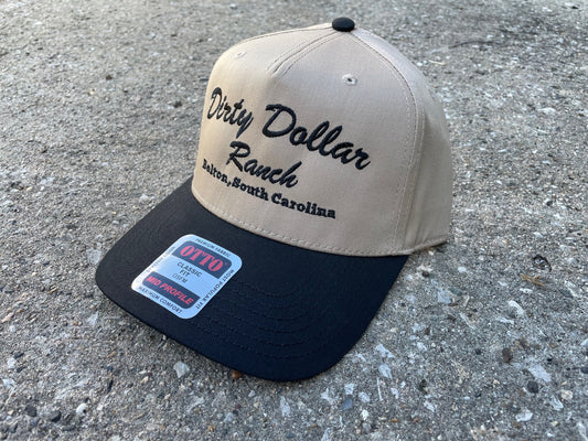 H2537KB - Khaki / Black Bill Dirty Dollar Ranch Otto Brand Adjustable Hat