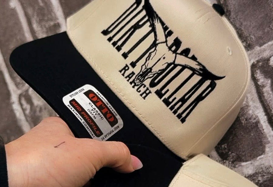 H2545KB - Khaki / Black Dirty Dollar Ranch Embroidered Snap Back Hat