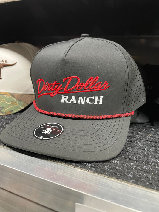 H2605B - Black / Red Rope Dirty Dollar Ranch Snap Back Hat