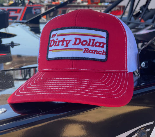 H2606RW - Red / White Mesh Dirty Dollar Ranch Snap Back Hat