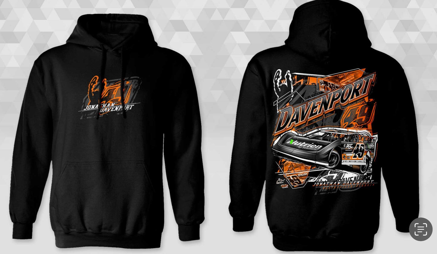 HS2519B - Black "Davenport Arms Raised" Hooded Sweatshirt