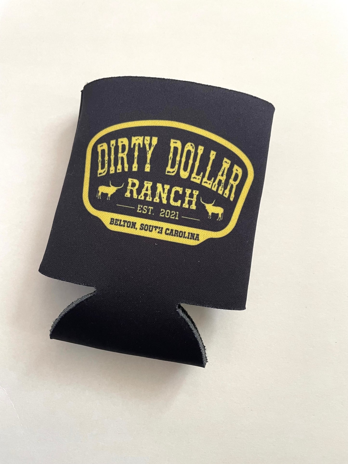 M2515 - Black Dirty Dollar Ranch Logo Koozie