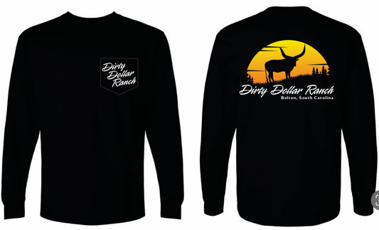 LS2501B - Black "Watusi Horizon" Comfort Colors Pocket Long Sleeve Shirt