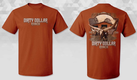 T2523TO - Texas Orange "Dirty Dollar Ranch Barn" Short Sleeve Tee
