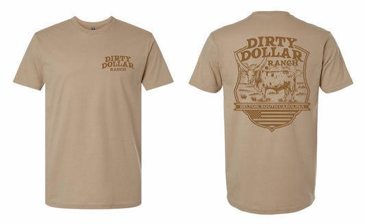 T2538S - Sand "Dirty Dollar Ranch Flag" Short Sleeve Tee
