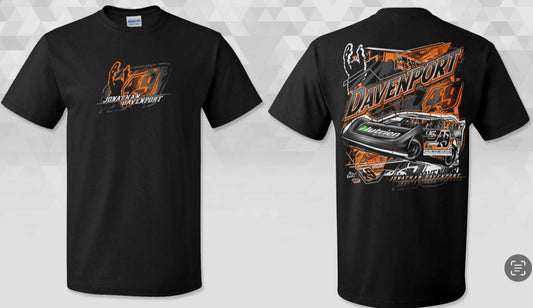 T2542B - Black "Davenport Arms Raised" Short Sleeve Tee