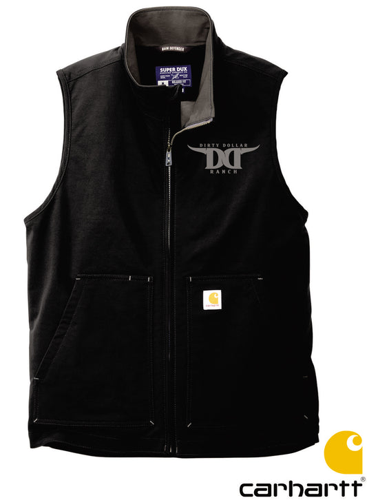 V2601B - Black "Dirty Dollar Ranch" Embroidered Logo Carhartt Vest