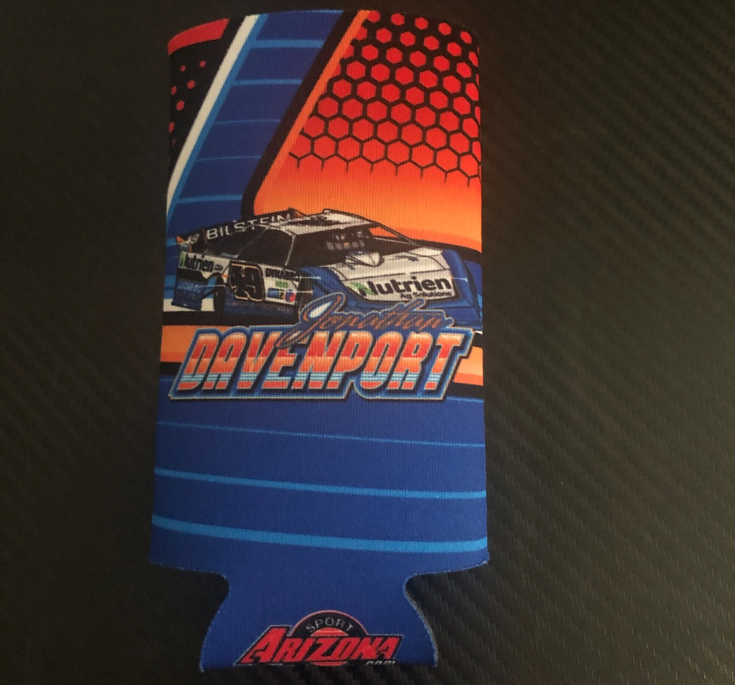 M2308 - Blue and Orange Jonathan Davenport Slim Can Coozies