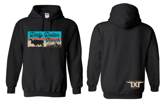 HS2311B - Black "Dirty Dollar Horizon" Hooded Sweatshirt