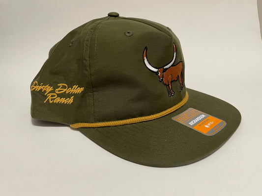 H2425OG - Olive / Gold Rope Dirty Dollar Ranch Watusi Snap Back Hat