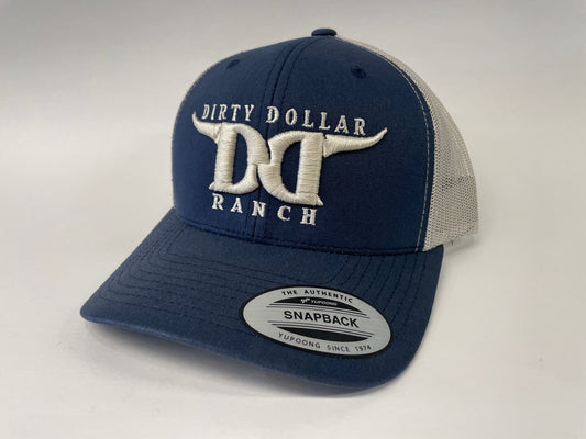 H2406BLLG - Blue / Light Gray Mesh Dirty Dollar Ranch Snap Back Hat