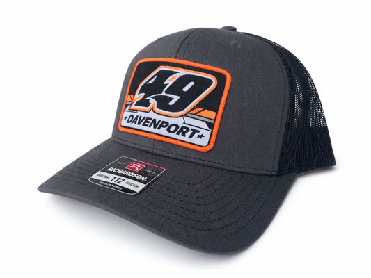 H2610CGB - Charcoal Gray / Black Mesh #49 Woven Square Patch Snap Back Hat