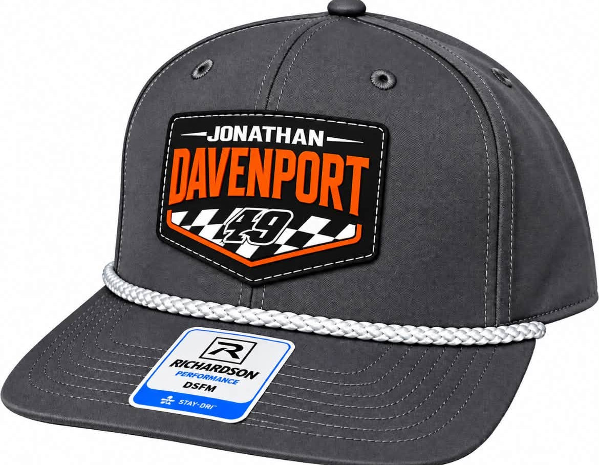 H2614CG - Charcoal Gray / White Rope Davenport #49 Rubber Patch Snap Back Hat