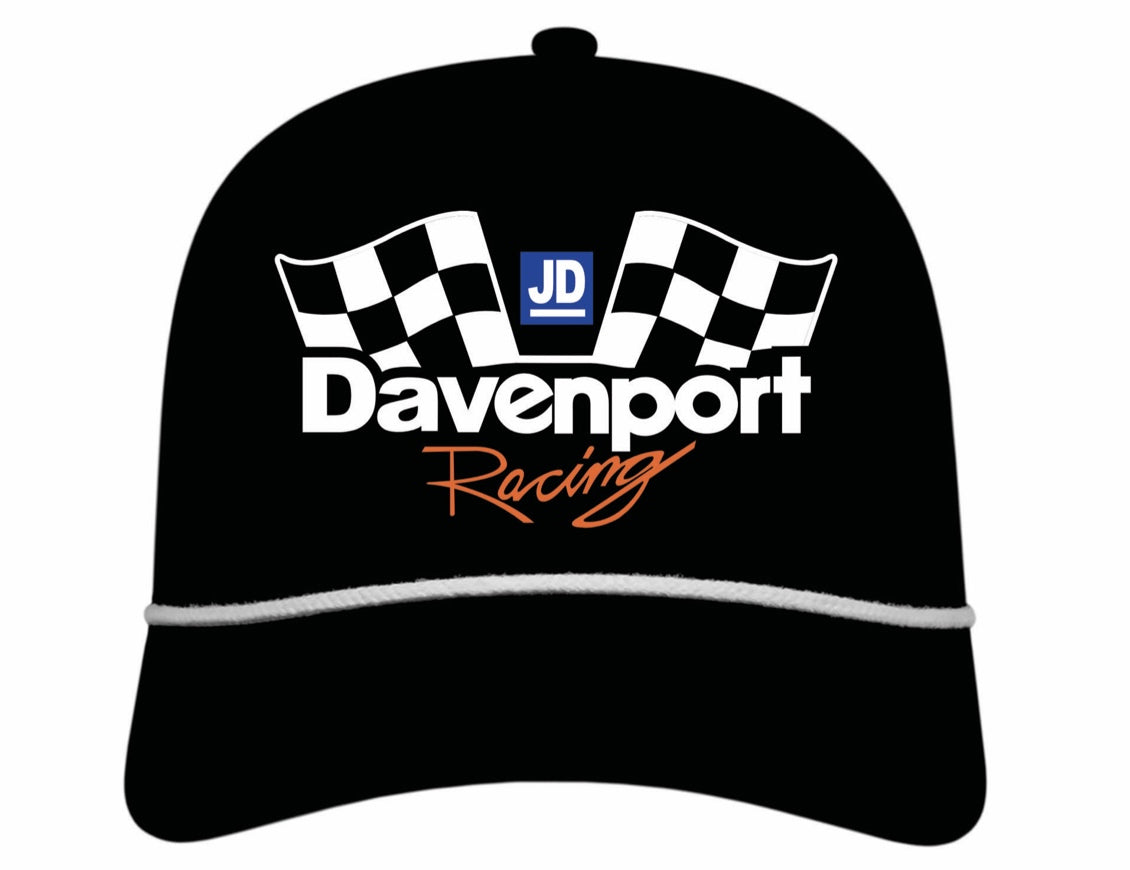 H2401BW - Black / White Rope JD Davenport Racing Checkers Snap Back Hat