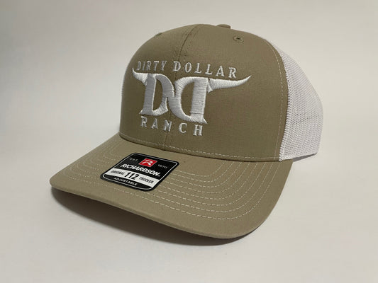 H2420KW - Khaki / White Mesh Dirty Dollar Ranch Snap Back Hat