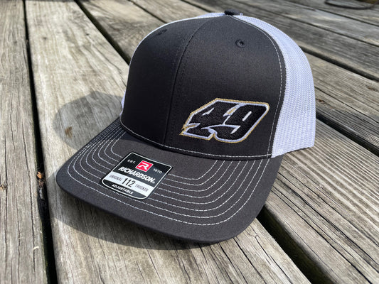H2528BW - Black / White Mesh #49 World 100 Adjustable Hat