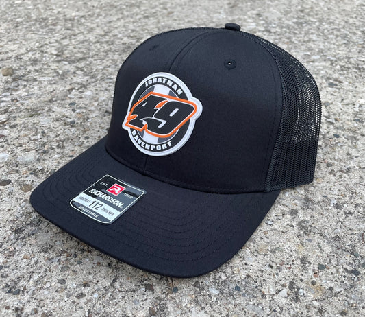 H2530B - Black / Black Mesh #49 Rubber Patch Richardson 112 Adjustable Hat