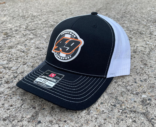 H2531BW - Black / White Mesh #49 Rubber Patch Richardson 112 Adjustable Hat