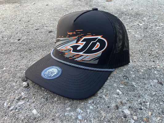 H2533B - Black / Black Mesh JD Marine Adjustable Rope Hat