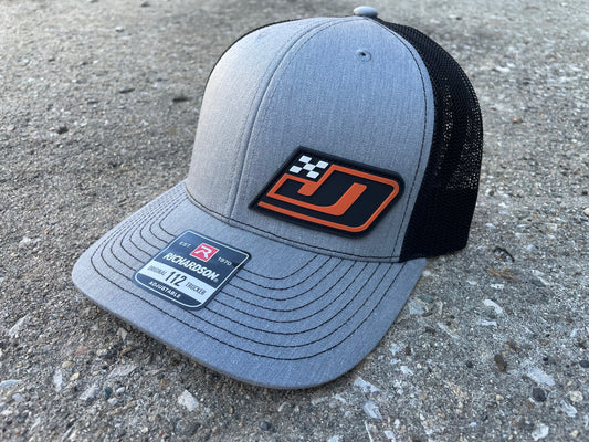 H2534HGB - Heather Gray / Black Mesh JD Rubber Patch Richardson 112 Adjustable Hat