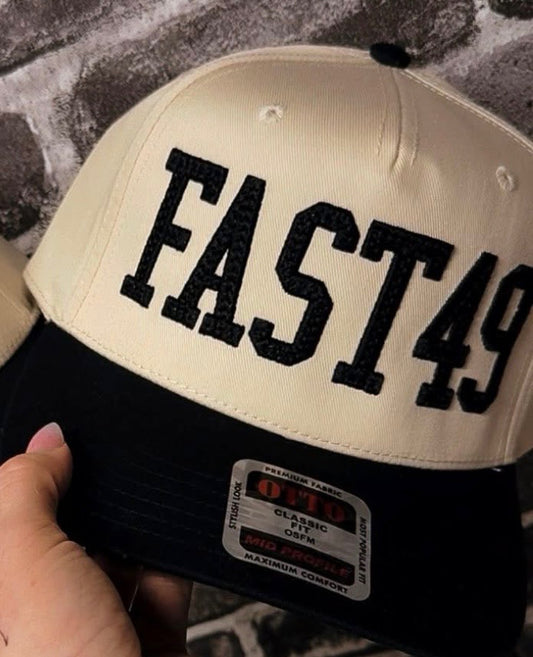 H2544KB - Khaki / Black Fast 49 Embroidered Snap Back Hat