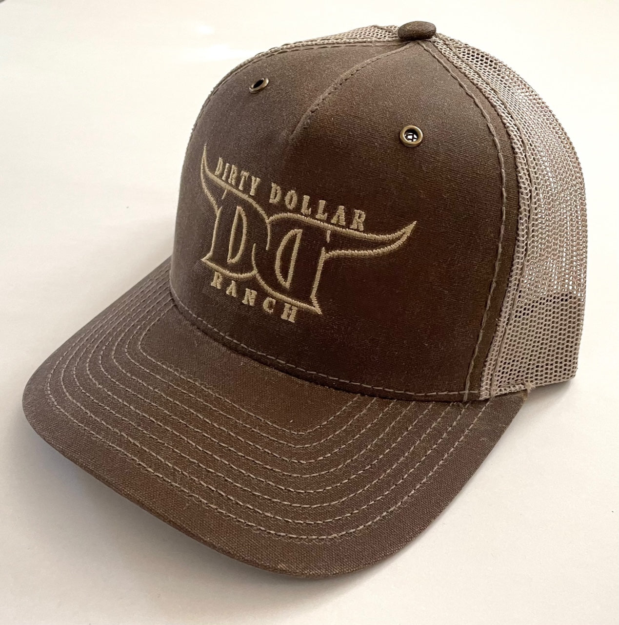 H2546BRK - Brown / Khaki Mesh Dirty Dollar Ranch Snap Back Hat