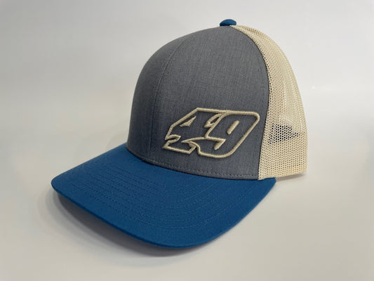 H2409GBBL - Heather Gray / Beige Mesh / Ocean Blue Bill #49 Snap Back Hat