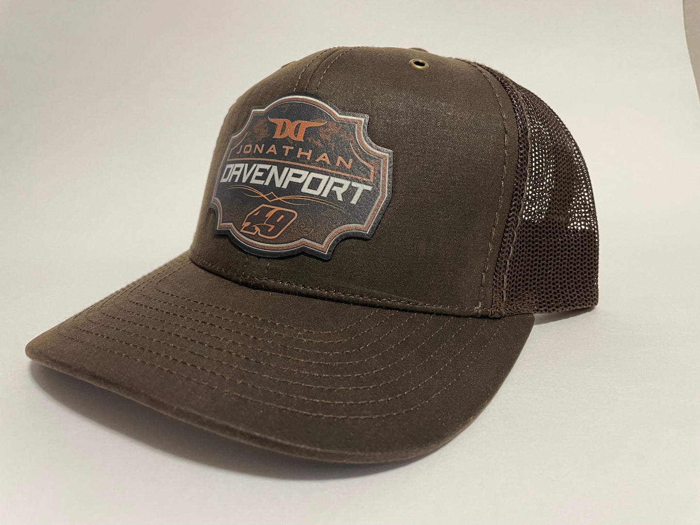 H2428BR - Brown / Brown Mesh Davenport Cowhide Patch Snap Back Hat