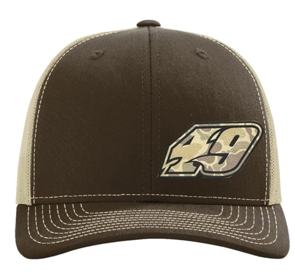 H2607BRK - Brown / Khaki Mesh #49 Camo Snap Back Hat