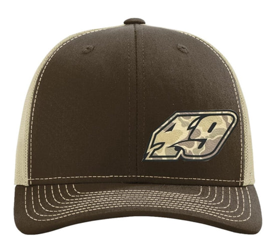 H2607BRK - Brown / Khaki Mesh #49 Camo Snap Back Hat