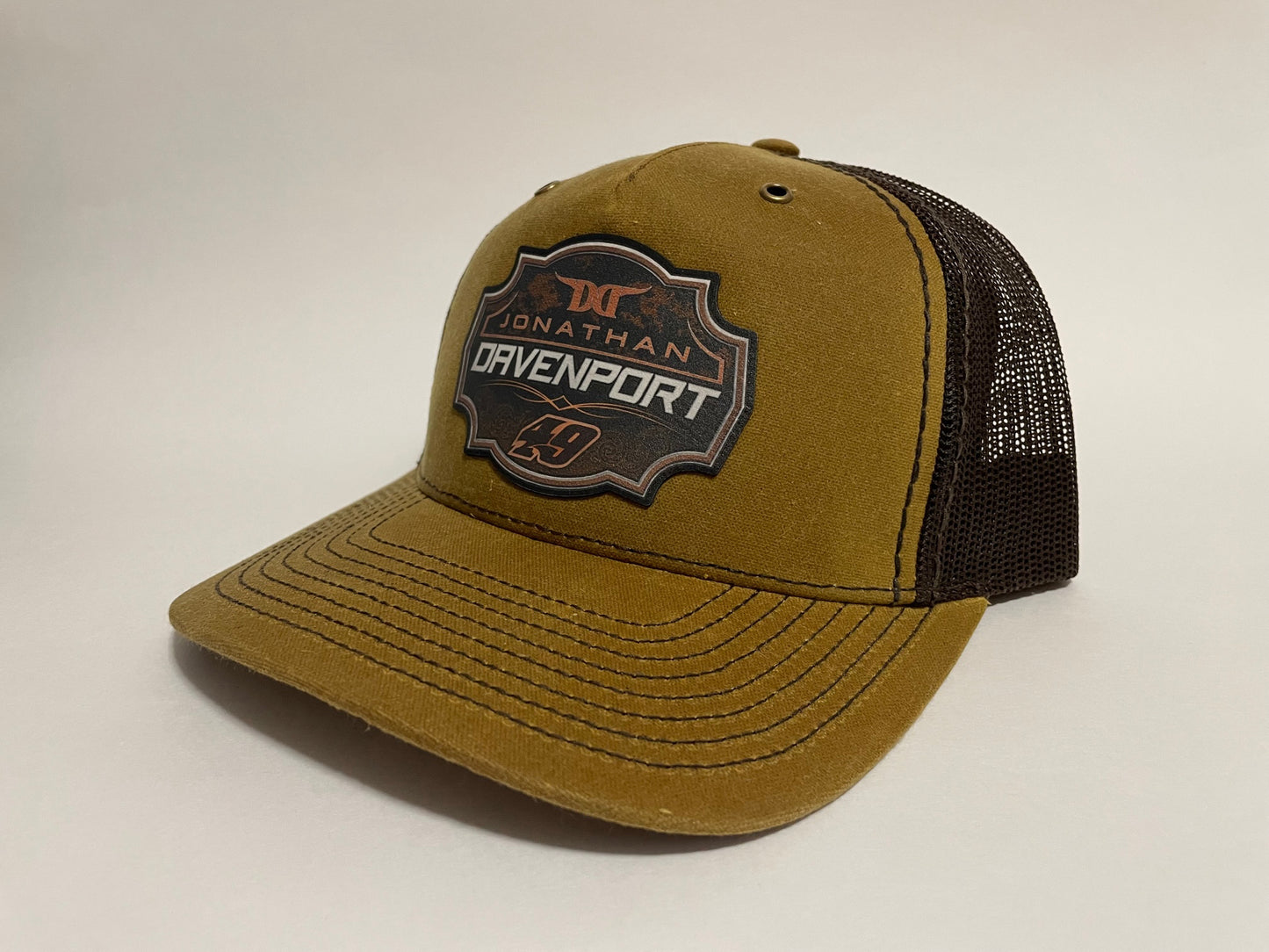 H2429gbr - Gold   Brown Mesh Davenport Cowhide Patch Snap Back Hat 