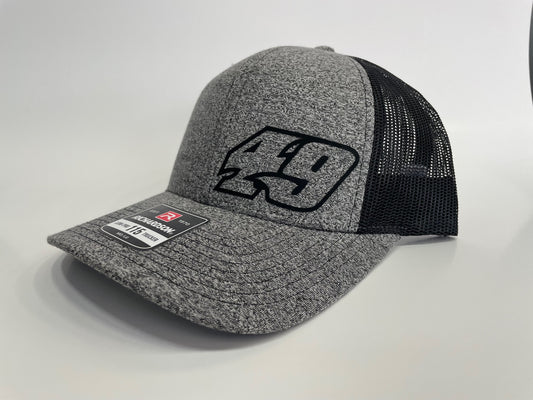 H2414HGB - Heather Gray / Black Mesh #49 Snap Back Hat