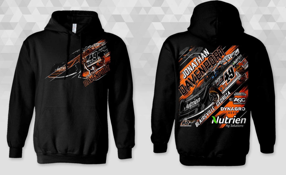 HS2512B - Black "Davenport Wheelman" 50/50 Blend Gildan Hooded Sweatshirt