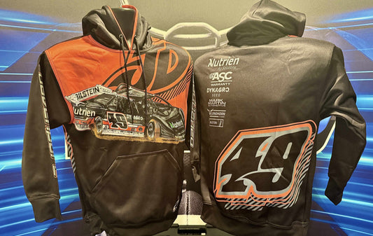 HS2515BO - Black / Orange "JD Fast 49" Youth Sublimated Hooded Sweatshirt