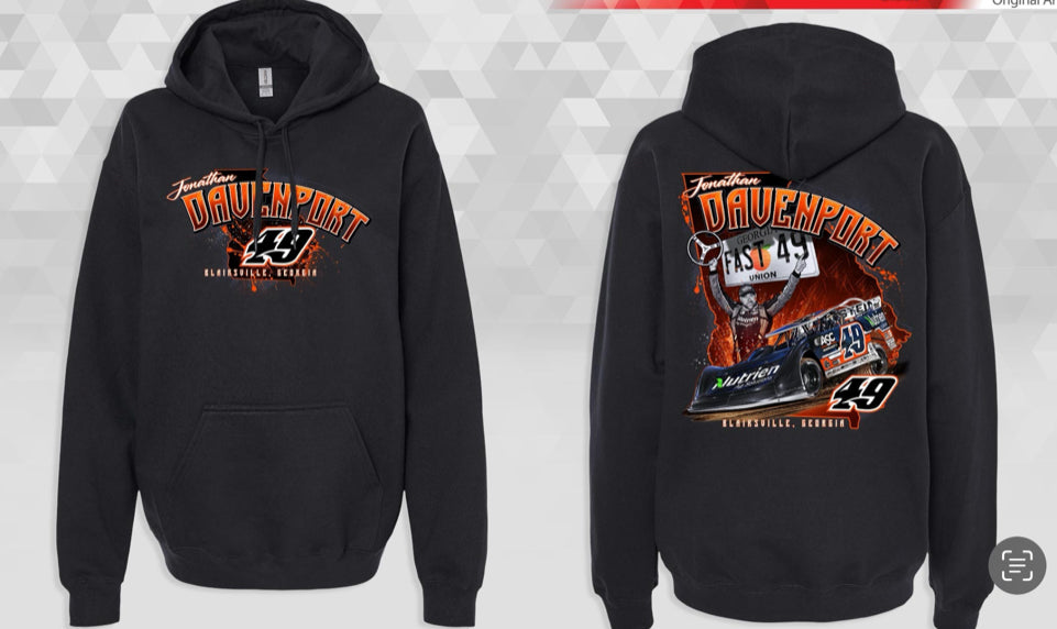 HS2517B - Black "Davenport Georgia Plate" Hooded Sweatshirt