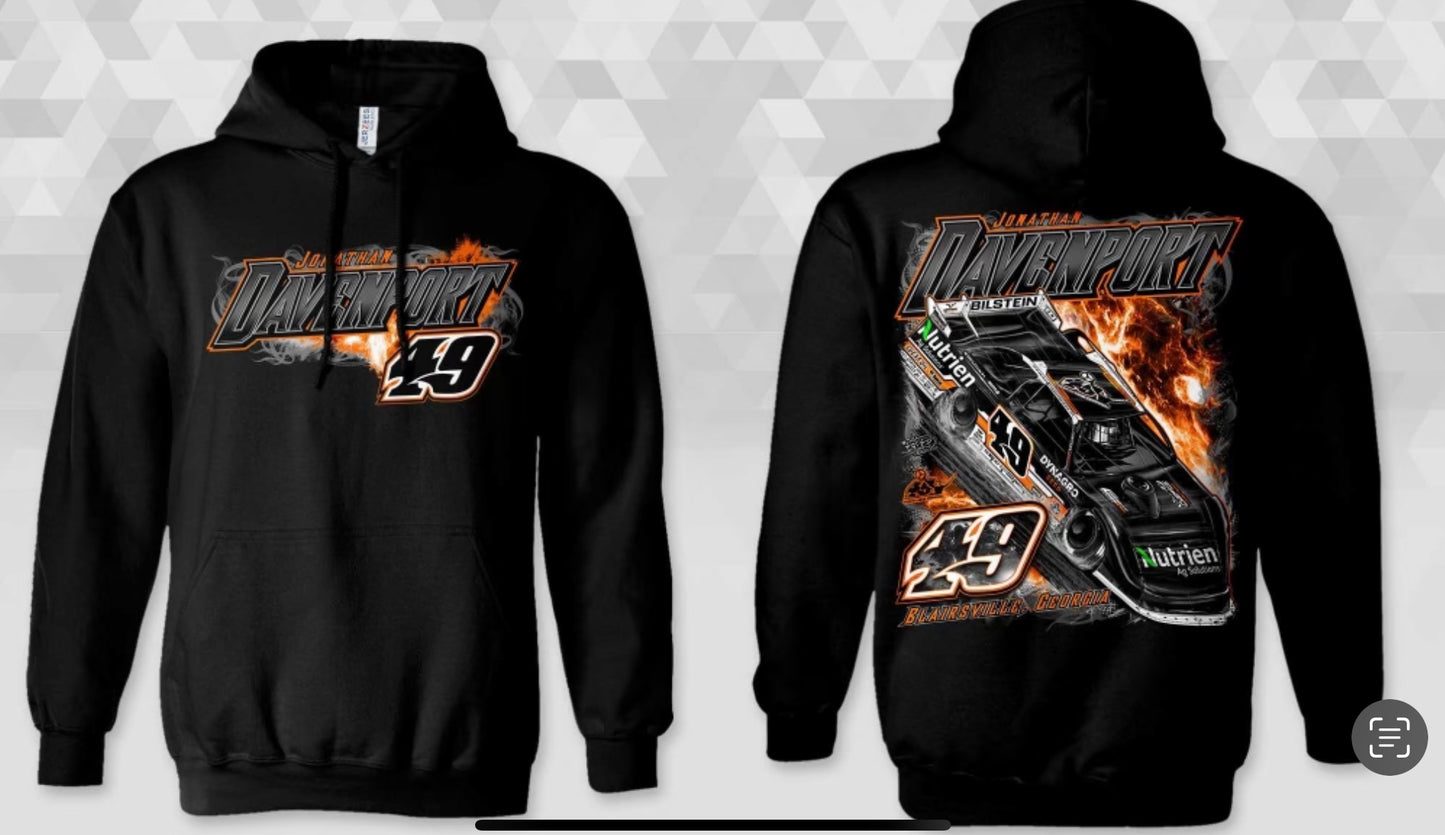 HS2502B - Black "Davenport Ring of Fire" Hooded Sweatshirt