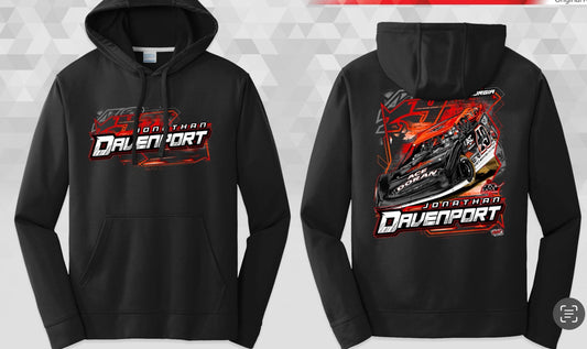 HS2605B - Black "Coming in Hot" 100% Polyester DriFit Hooded Sweatshirt