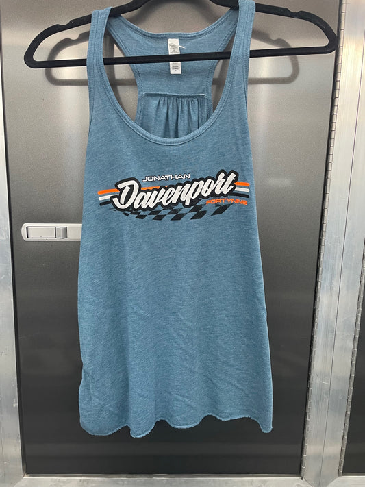 L2401HDT - Heather Deep Teal Davenport Checkers Racerback Flowy Tank Top