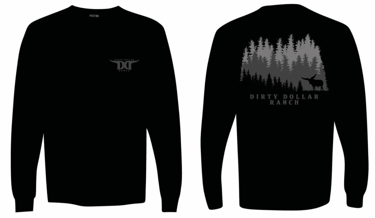 LS2507B - Black "Dirty Dollar Forest" Comfort Colors Long Sleeve Shirt