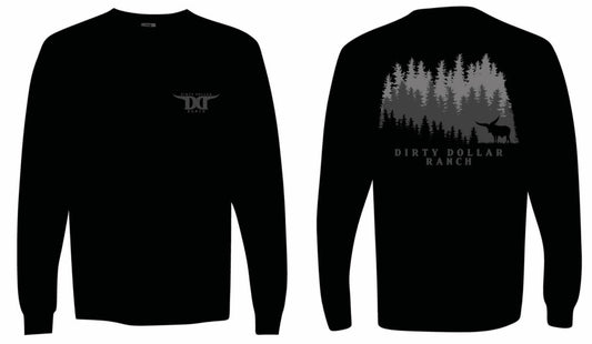 LS2507B - Black "Dirty Dollar Forest" Comfort Colors Long Sleeve Shirt