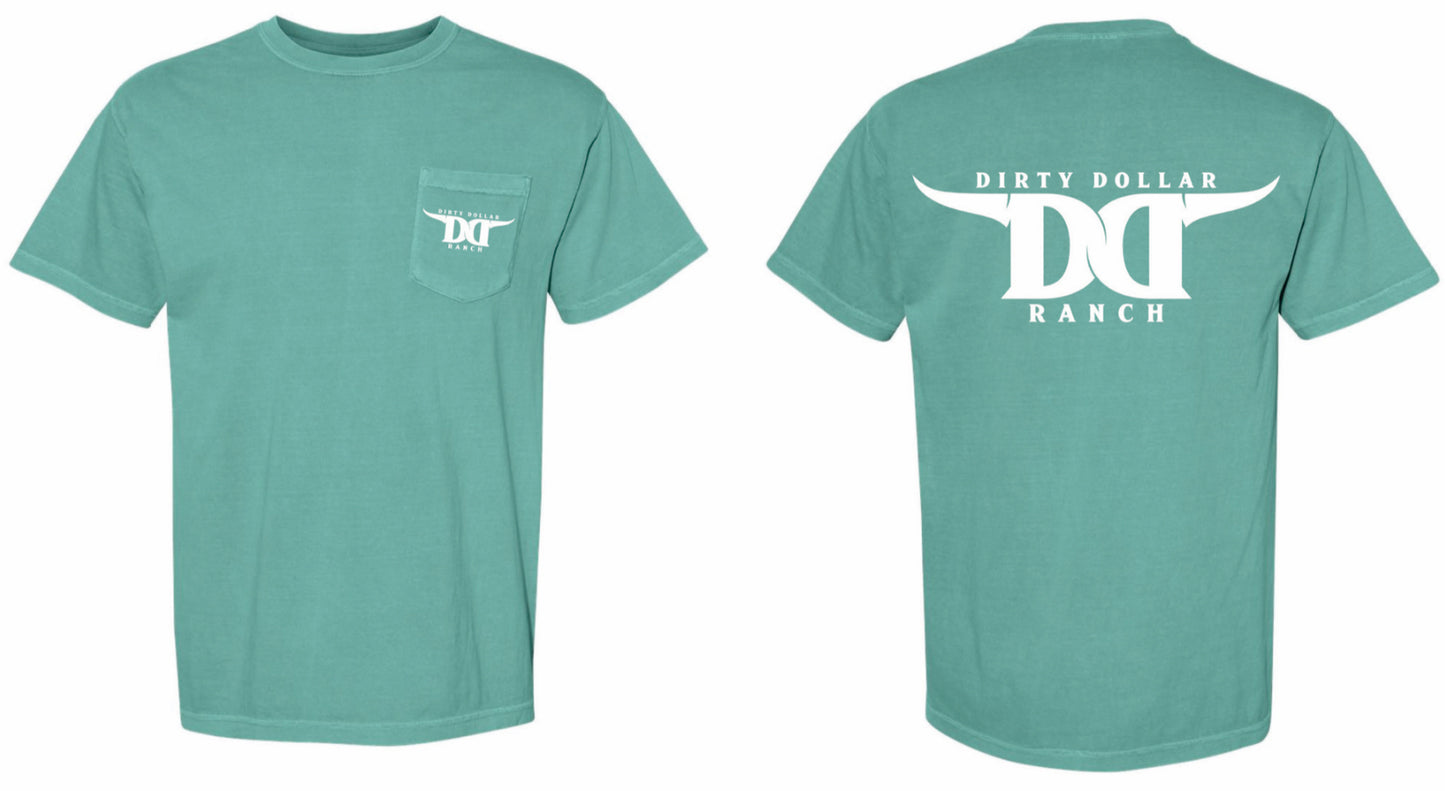 T2501SGR - Seafoam Green "DDR Logo" Comfort Colors Short Sleeve Pocket Tee