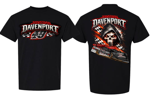 T2621B - Black "Davenport Skull Face" 50/50 Short Sleeve Tee